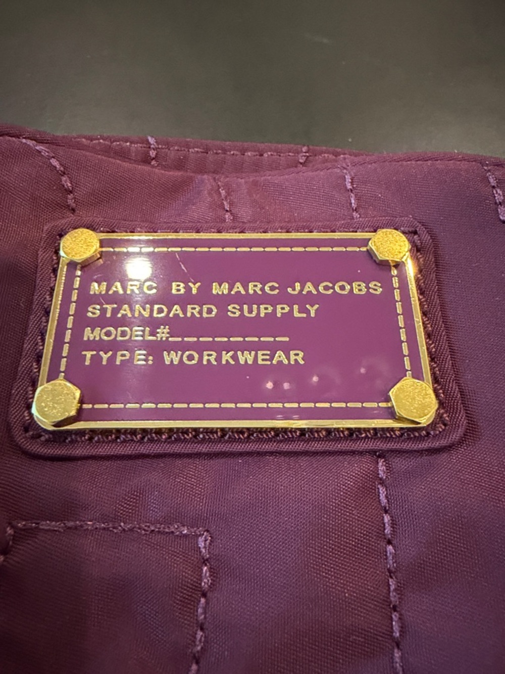 Marc by Marc Jacobs Plum Quilted Cosmetic Case with Gold Plaque - Picture 2 of 4